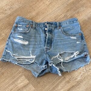 Levi's Blue Distressed Jean Shorts